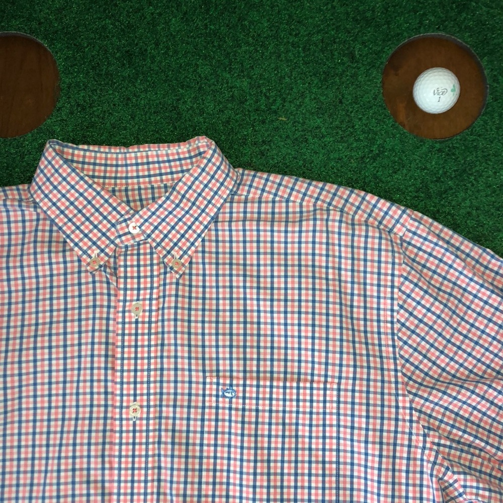 Southern Tide Button Down Sz Large Blue Pink Shirt